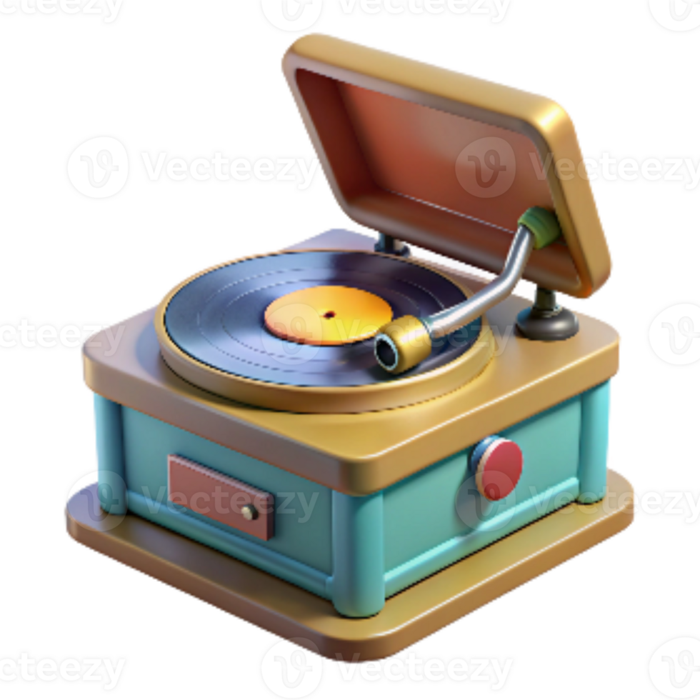 beautiful vintage Retro Record Player with Turntable Transparent Cutout detailed png