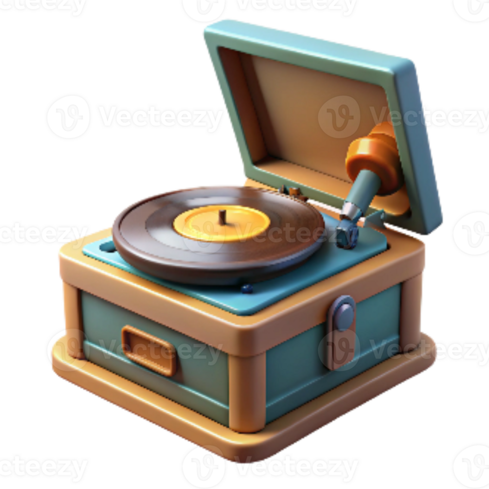 beautiful creative Retro Record Player with Turntable Transparent Cutout detailed png