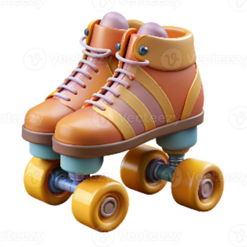impressive rustic Retro Roller Skates with Four Wheels Transparent detailed png