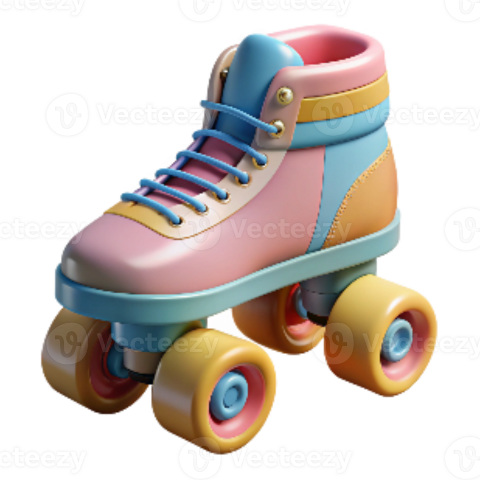 impressive artistic Retro Roller Skates with Four Wheels Transparent exclusive png