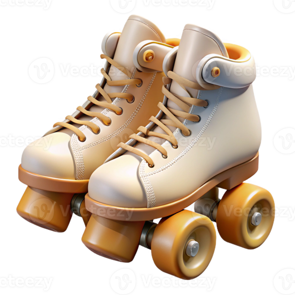 dramatic vintage Retro Roller Skates White Leather Isolated original png