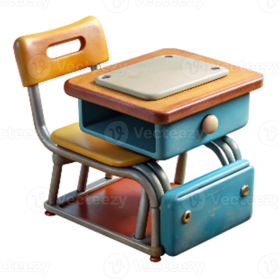 beautiful creative Retro School Desk with Inkwell Hole Transparent Cutout premium png