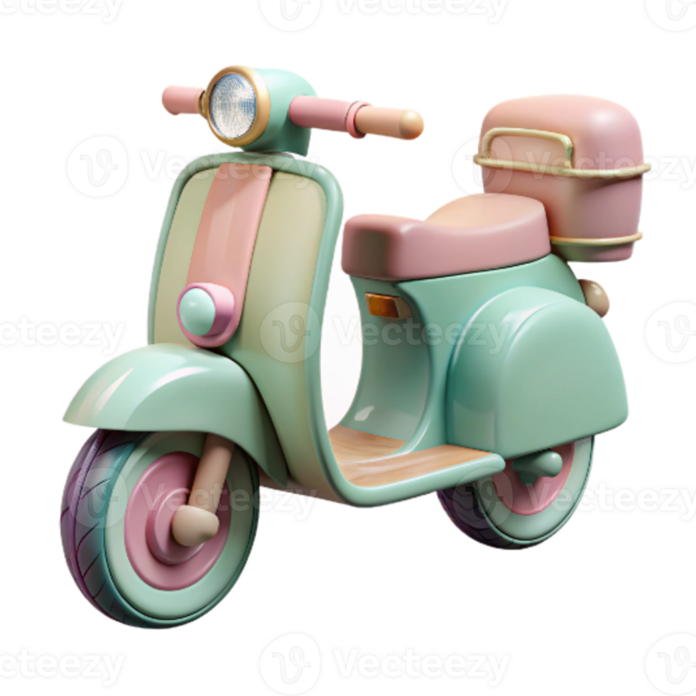 impressive vintage Retro Scooter Pastel Colors Isolated high resolution png