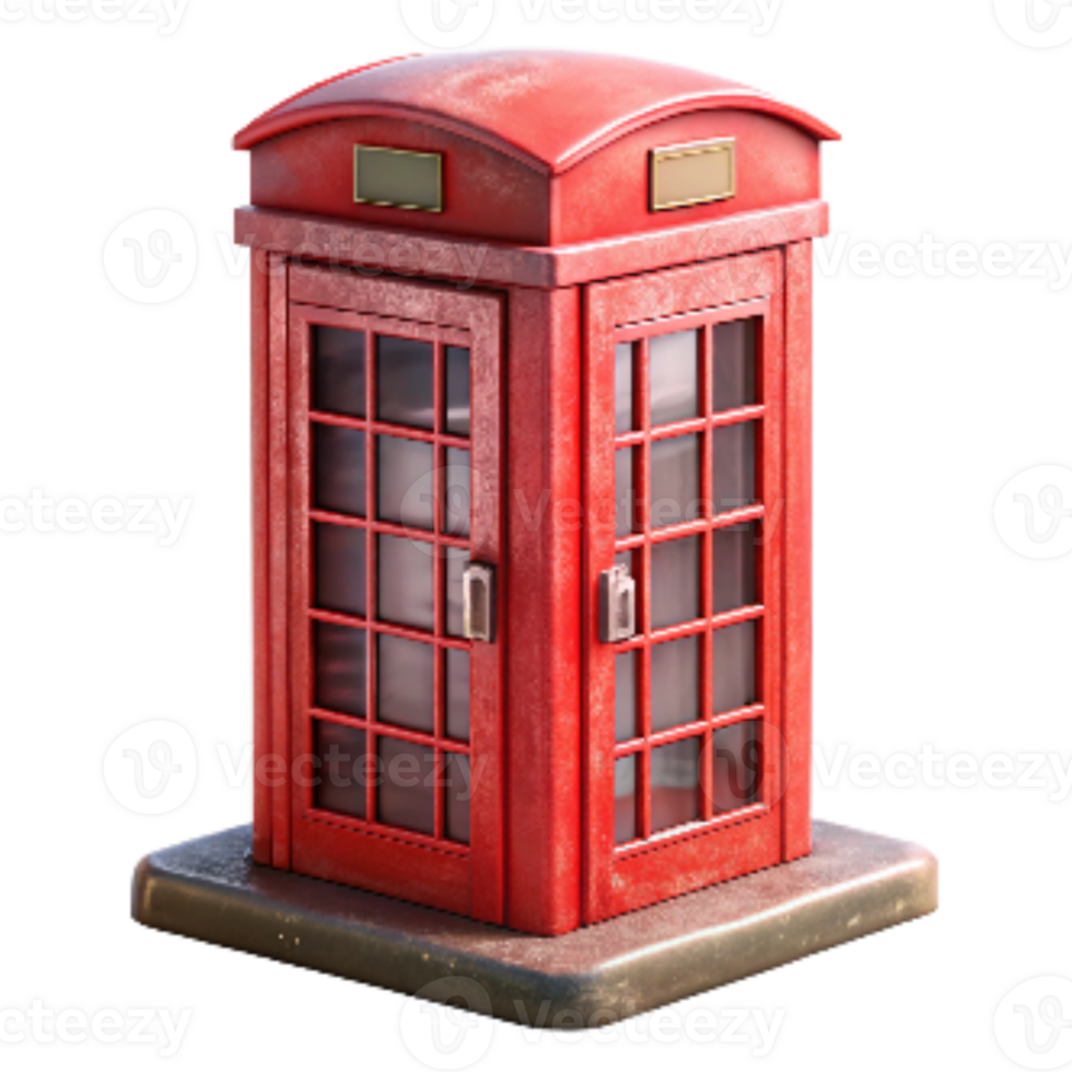 magnificent artistic Retro Telephone Booth with Red Paint Cutout genuine png