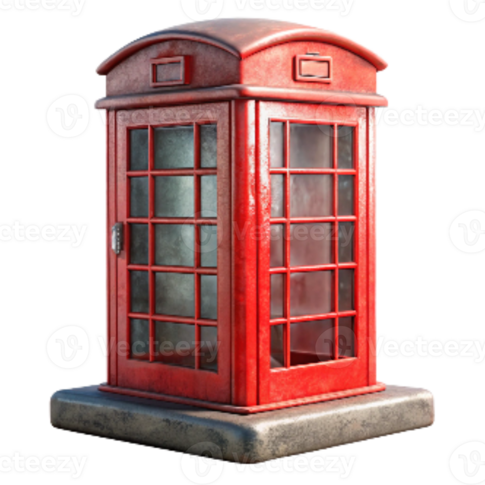 beautiful rustic Retro Telephone Booth with Red Paint Cutout premium png