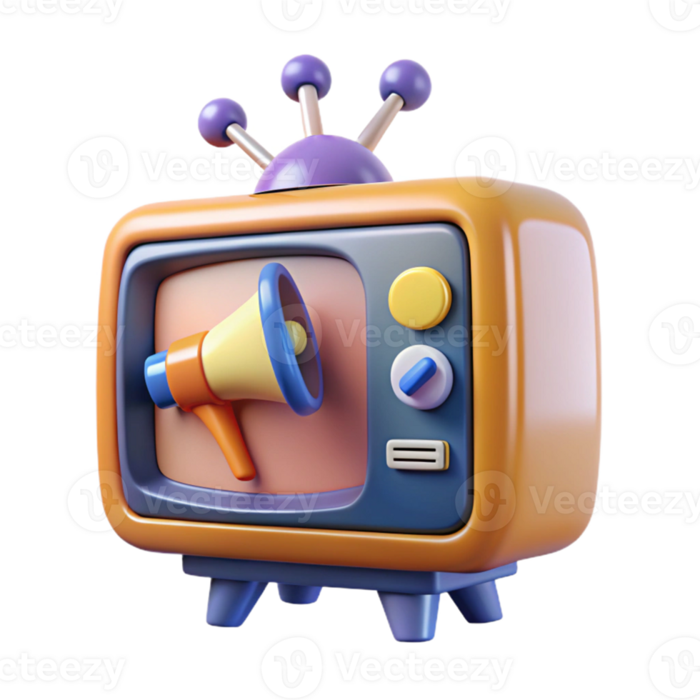 elegant creative Retro Television with Digital Marketing Ad Isolated high quality png