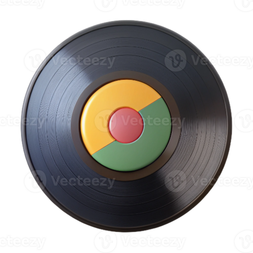 extraordinary classic Retro Vinyl Record with Colorful Label Transparent Background genuine png