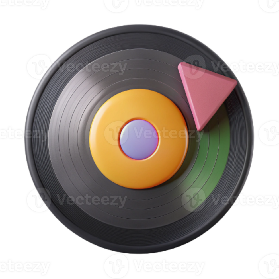 magnificent artistic Retro Vinyl Record with Colorful Label Transparent Background detailed png