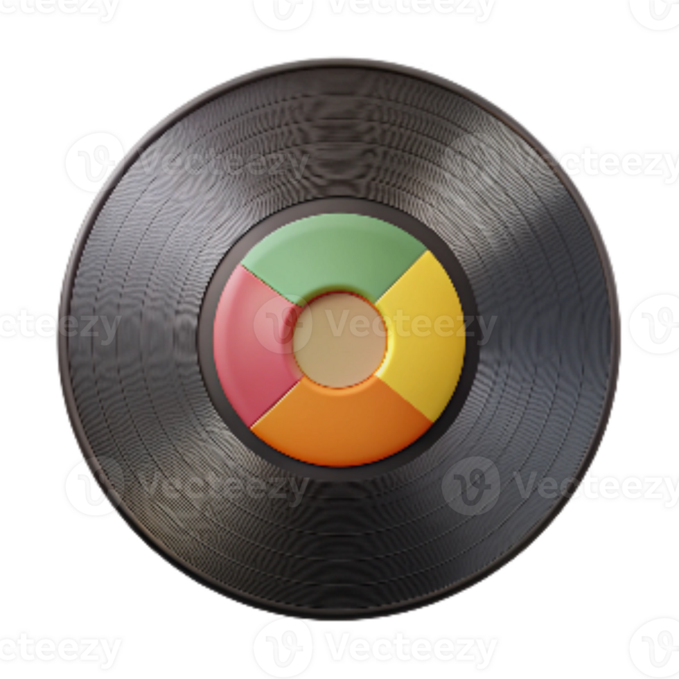 magnificent rustic Retro Vinyl Record with Colorful Label Transparent Background premium png