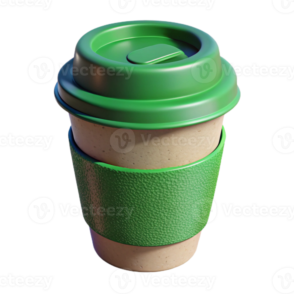 elegant classic Reusable Coffee Cup Green Isolated high resolution png