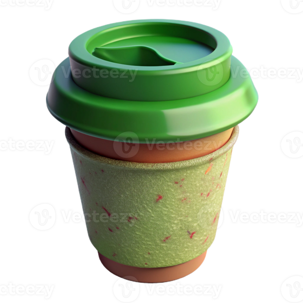 wonderful rustic Reusable Coffee Cup Green Isolated premium png