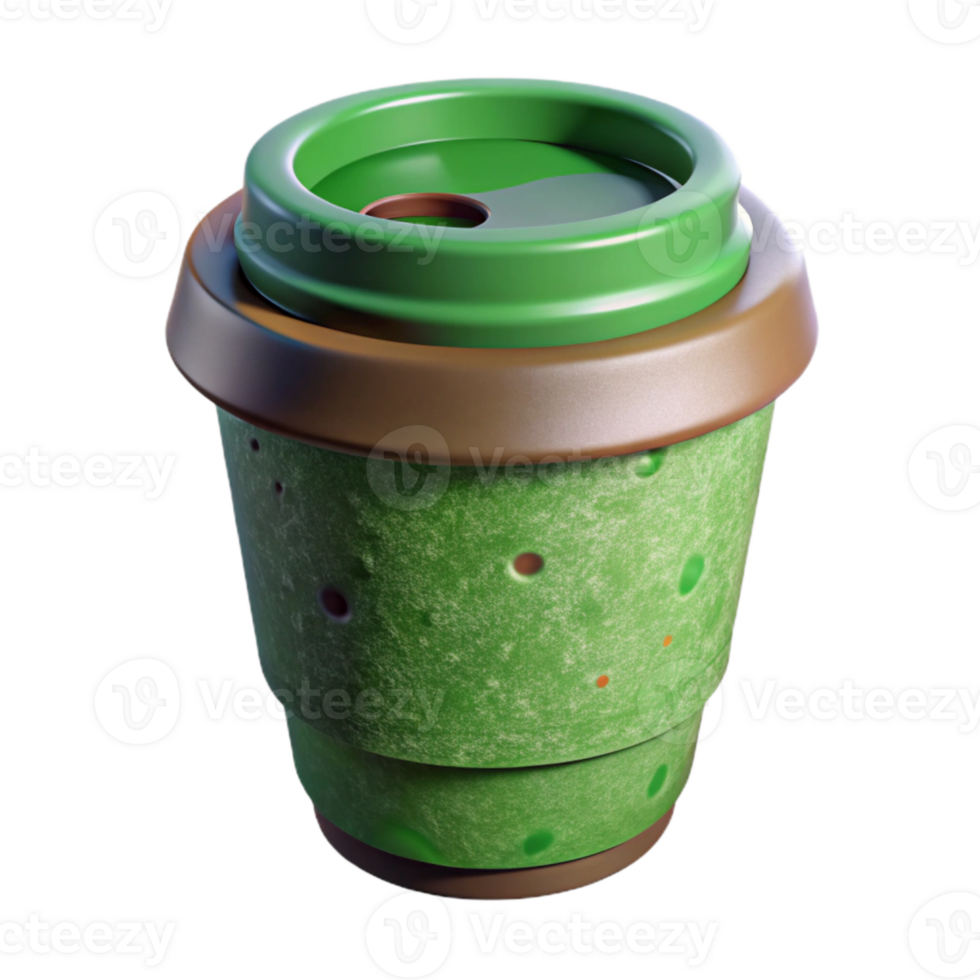 serene traditional Reusable Coffee Cup Green Isolated high quality png