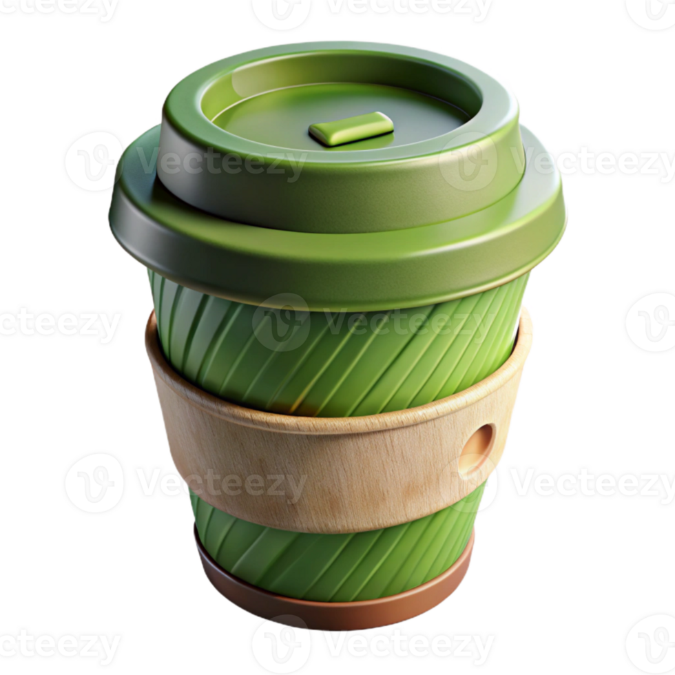 impressive vintage Reusable Coffee Cup Green Isolated detailed png