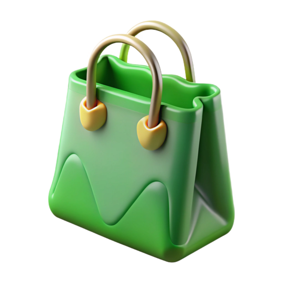 impressive artistic Reusable Shopping Bag Green Transparent Background png