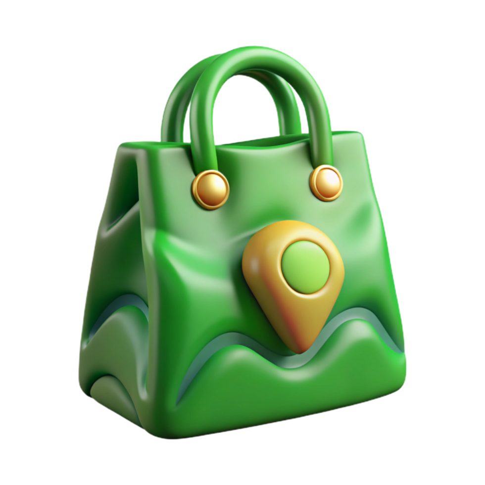 beautiful artistic Reusable Shopping Bag Green Transparent Background genuine png