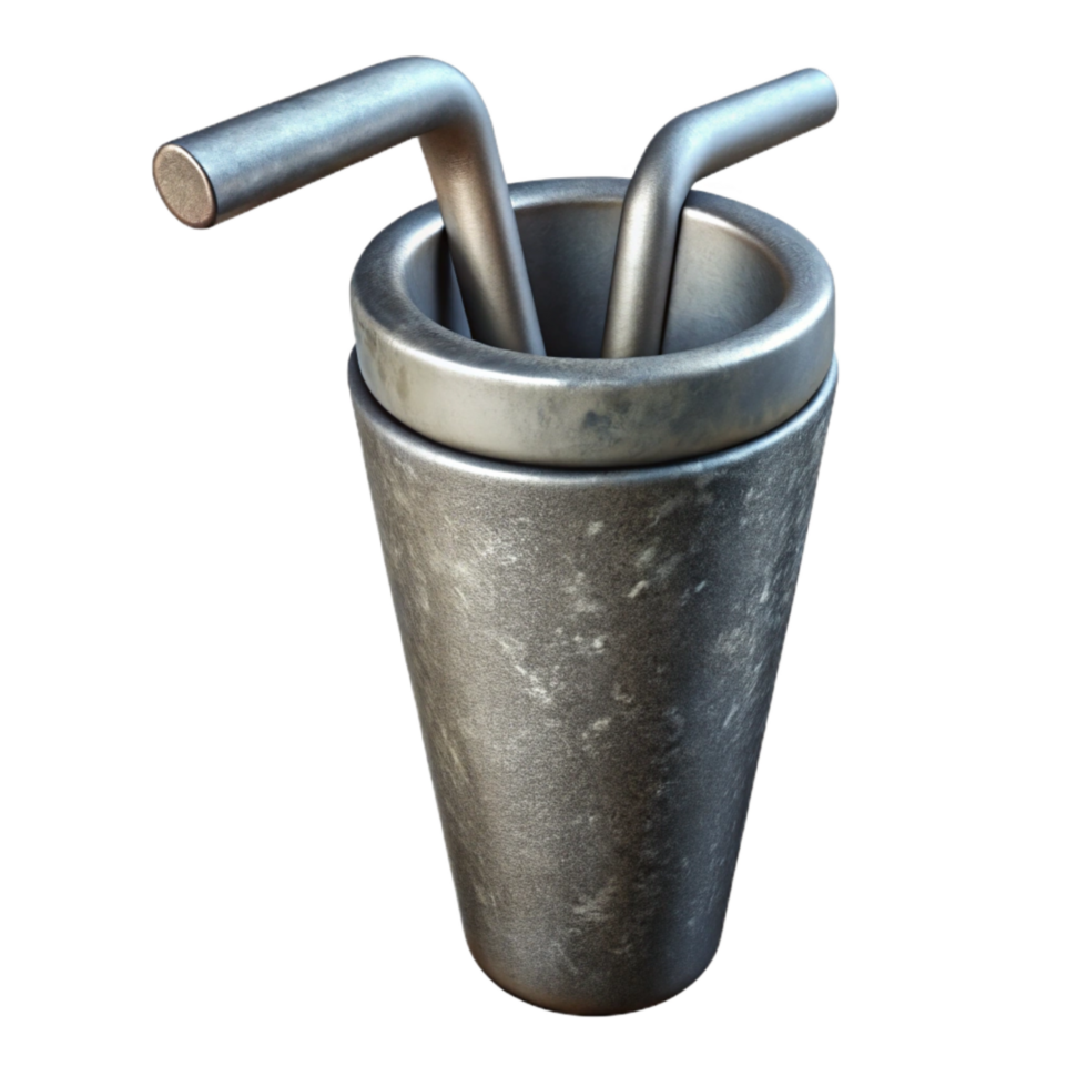 serene artistic Reusable Straw Set Metal Isolated genuine png