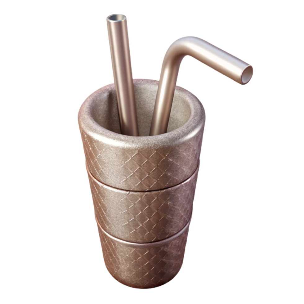 dramatic rustic Reusable Straw Set Metal Isolated png