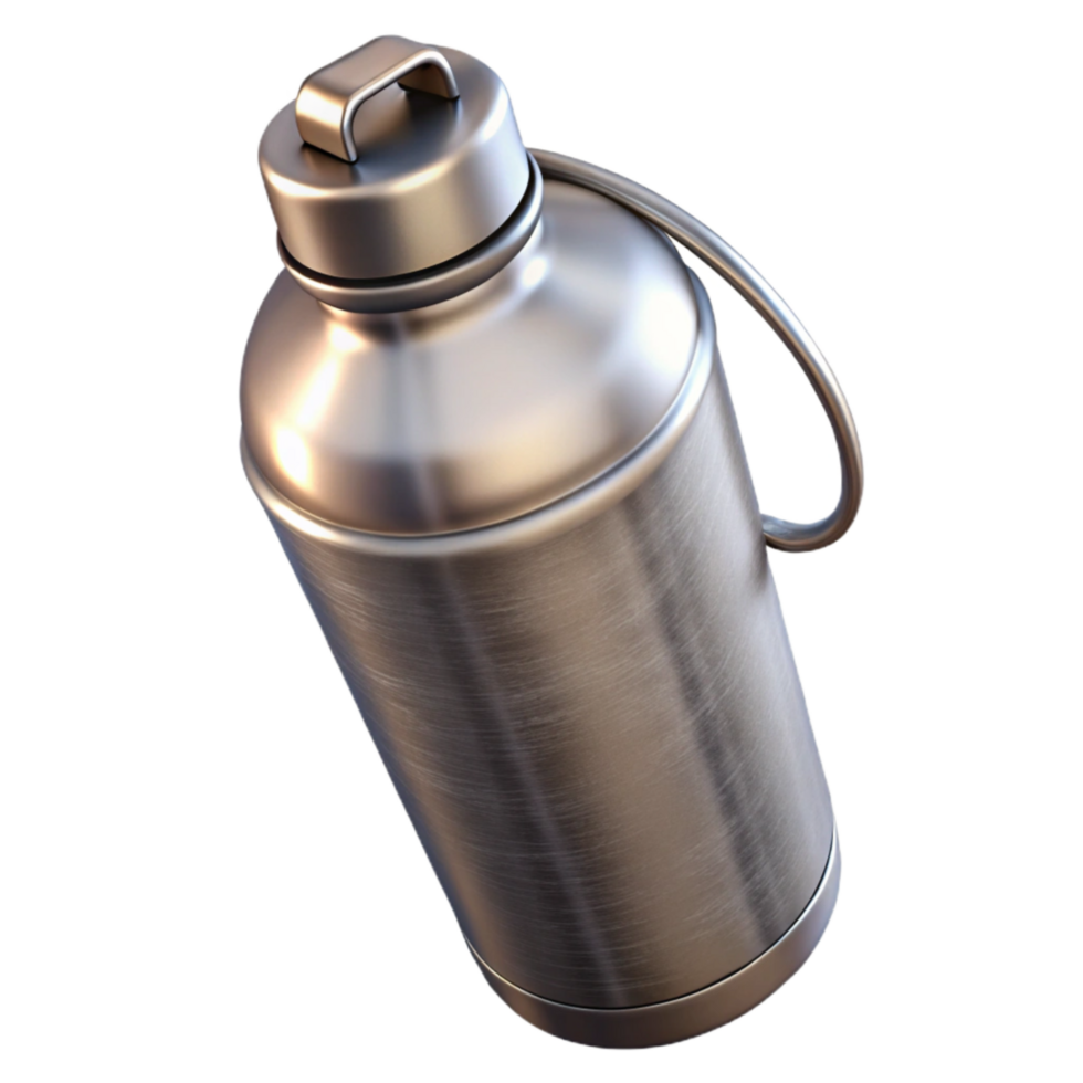 wonderful artistic Reusable Water Bottle Metal Grey Isolated Element professional png