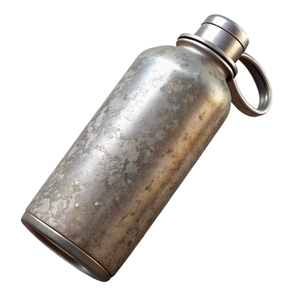 vibrant creative Reusable Water Bottle Metal Grey Isolated Element high quality png