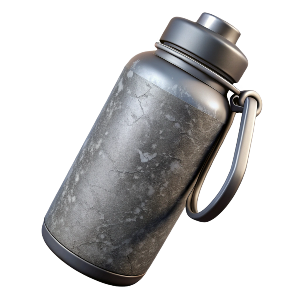 magnificent minimalist Reusable Water Bottle Metal Grey Isolated Element authentic png