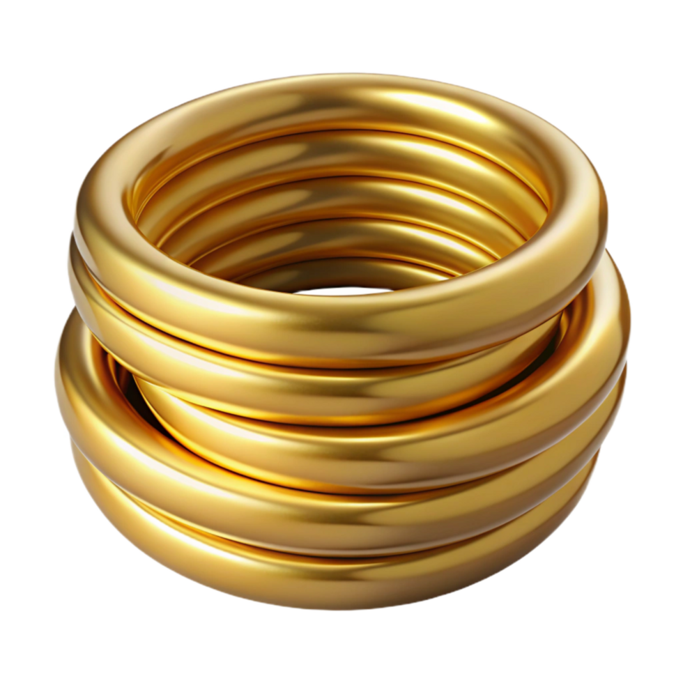 wonderful creative Ring Stack Multiple Gold Rings Thin Bands Isolated authentic png
