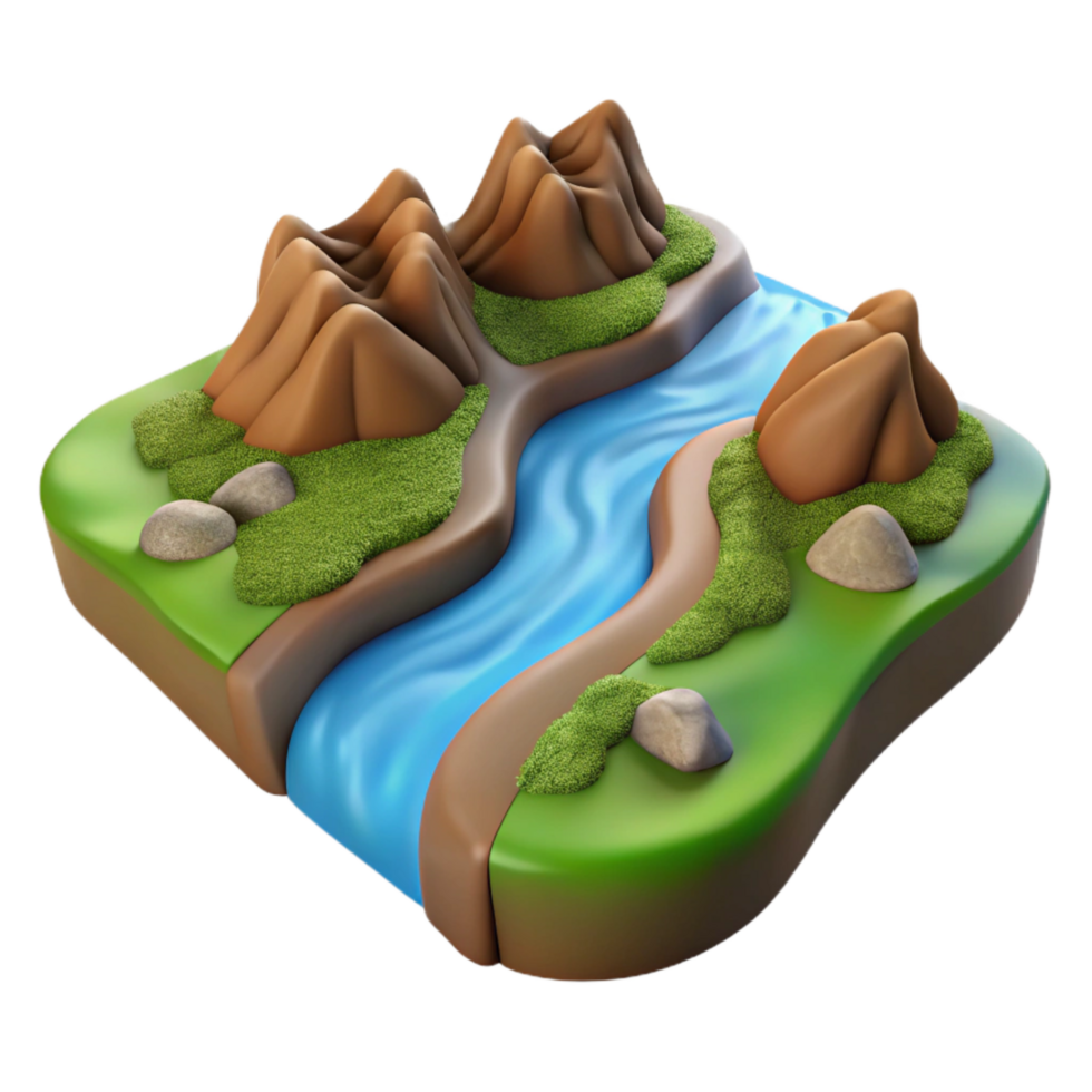 extraordinary artistic River Flowing Through Valley Isolated genuine png