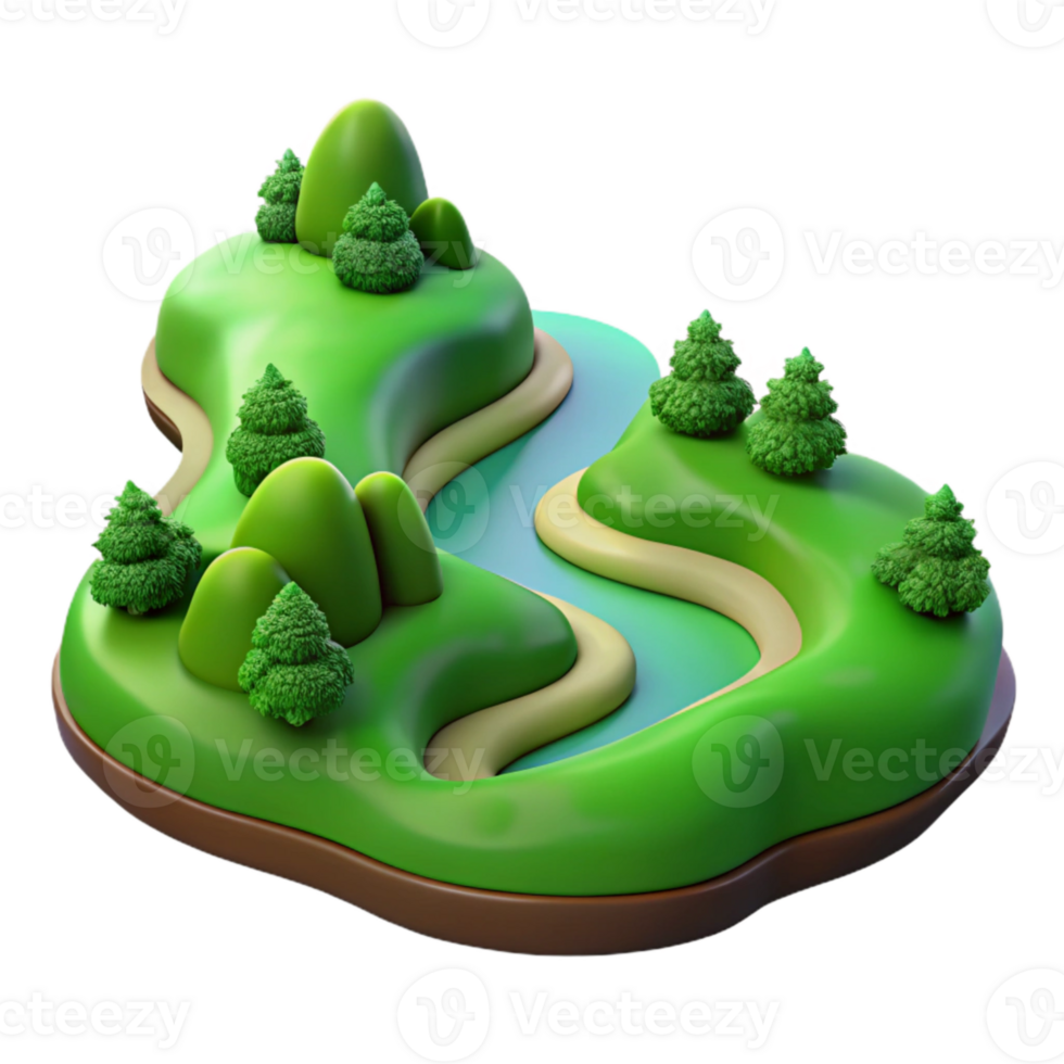 dramatic contemporary River Winding Through Valley Aerial View Transparent Background authentic png