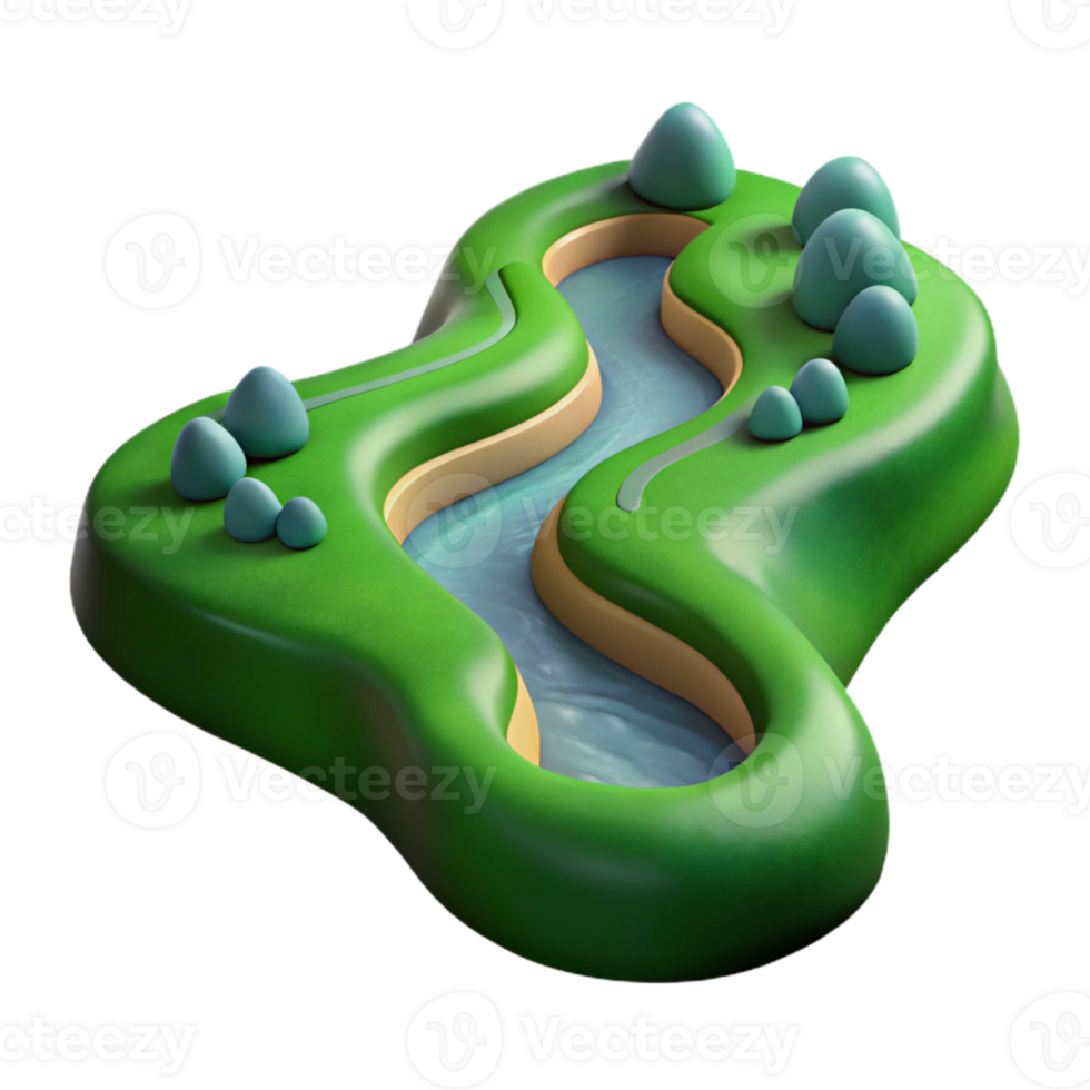 wonderful minimalist River Winding Through Valley Aerial View Transparent Background exclusive png