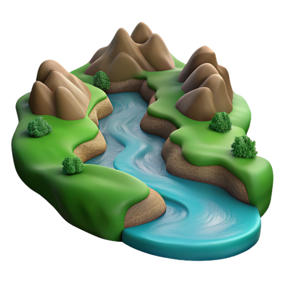 elegant contemporary River Flowing Through Valley Isolated authentic png