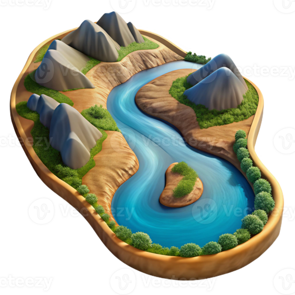 magnificent artistic River Winding Through Valley Aerial View Transparent Background original png