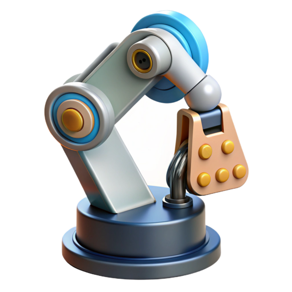 dramatic contemporary Robot Arm Holding Circuit Isolated on Transparent Background png