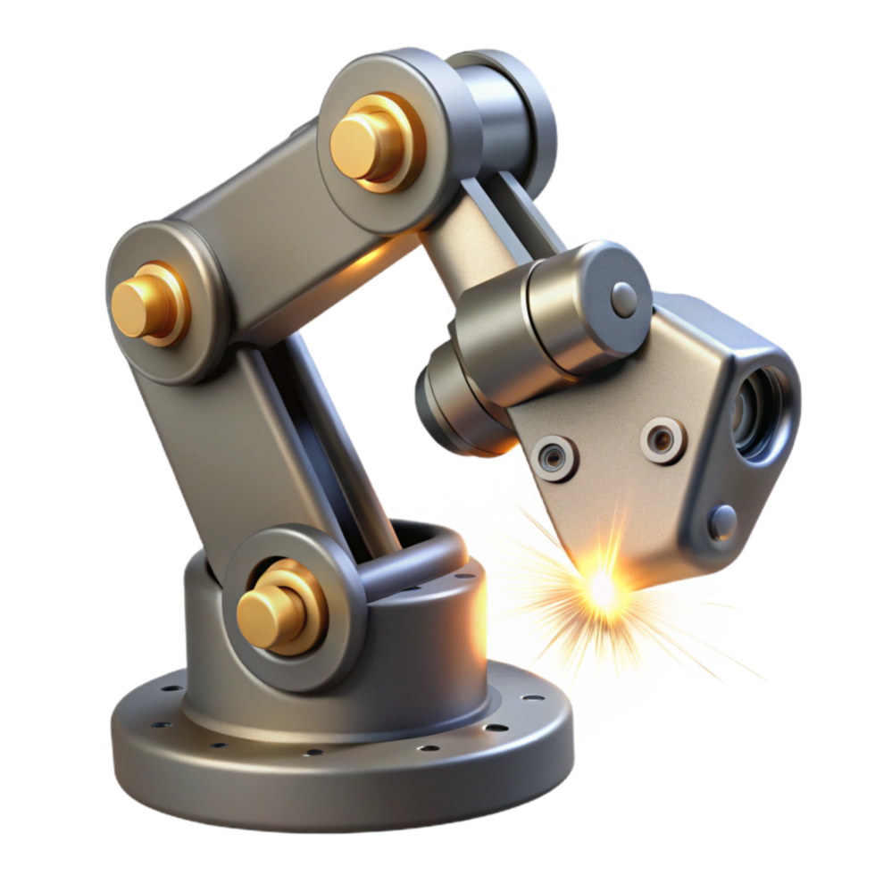 elegant artistic Robot Arm Welding Sparks Flying Transparent Background high quality png