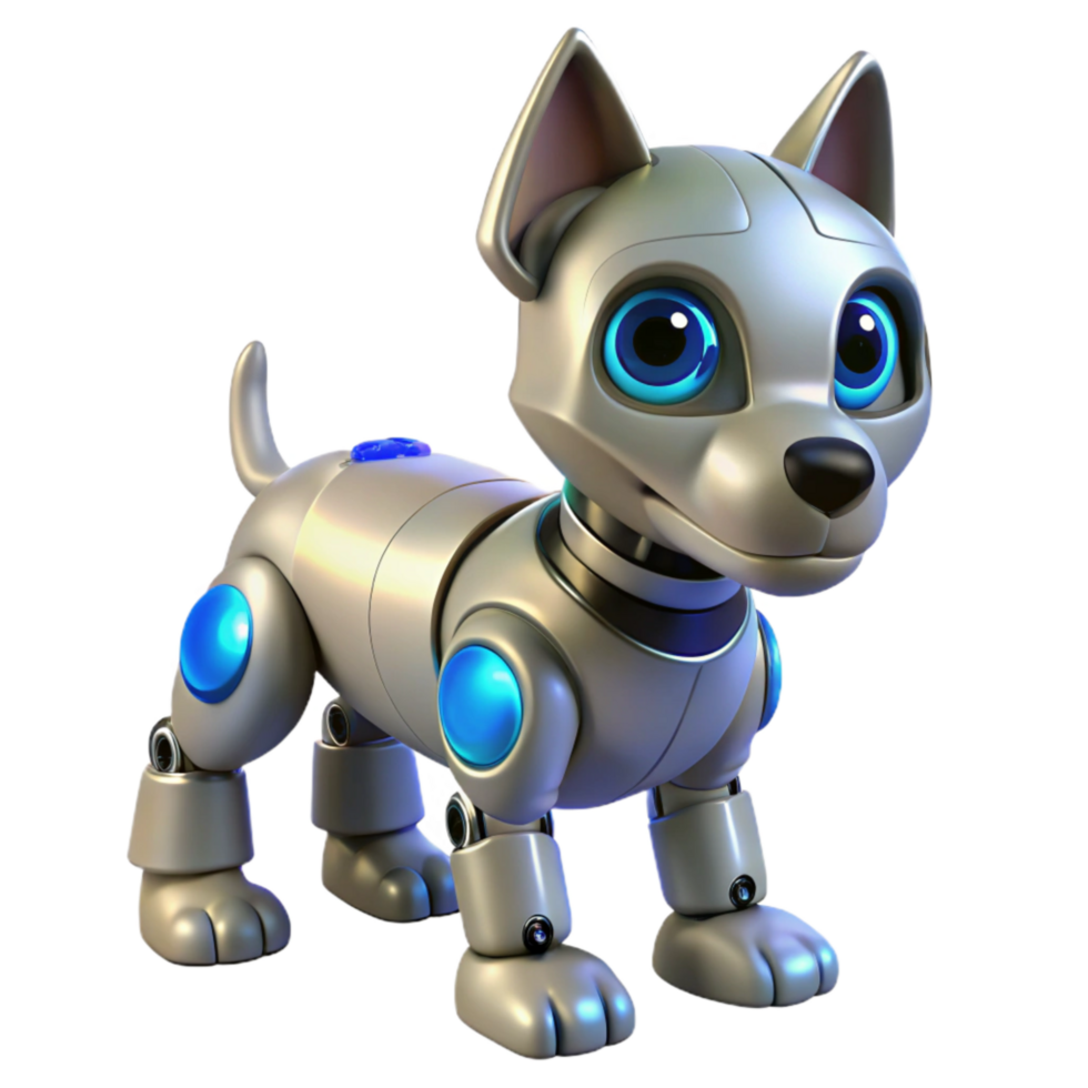 elegant rustic Robot Dog with Blue Led Eyes Isolated professional png