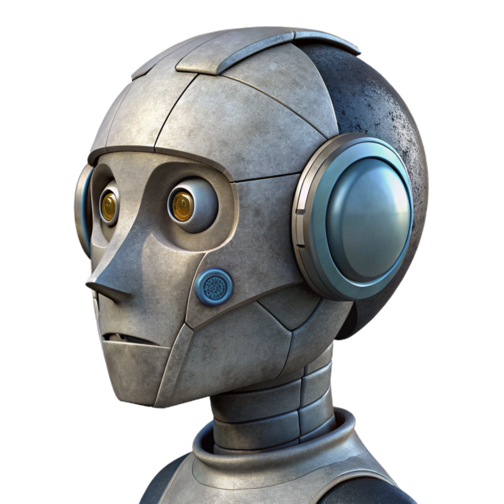 dramatic modern Robot Head Profile View Isolated Element original png