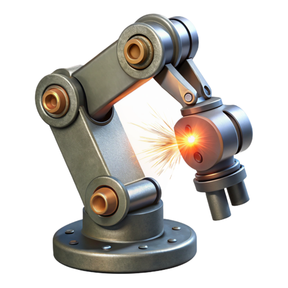 vibrant contemporary Robotic Arm Welding Sparks Cutout Isolated authentic png