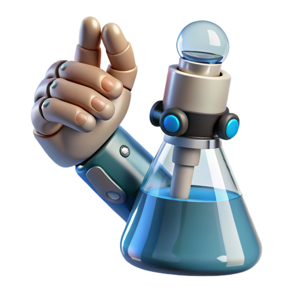 beautiful artistic Robotic Hand Holding Test Tube Isolated Element original png