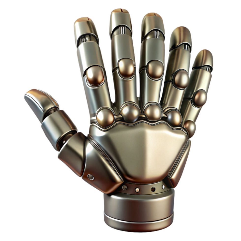 elegant artistic Robotic Hand with Metallic Finish Isolated Transparent Background genuine png