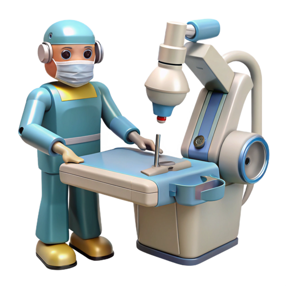 impressive minimalist Robotic Surgeon Performing Operation Isolated Element high quality png