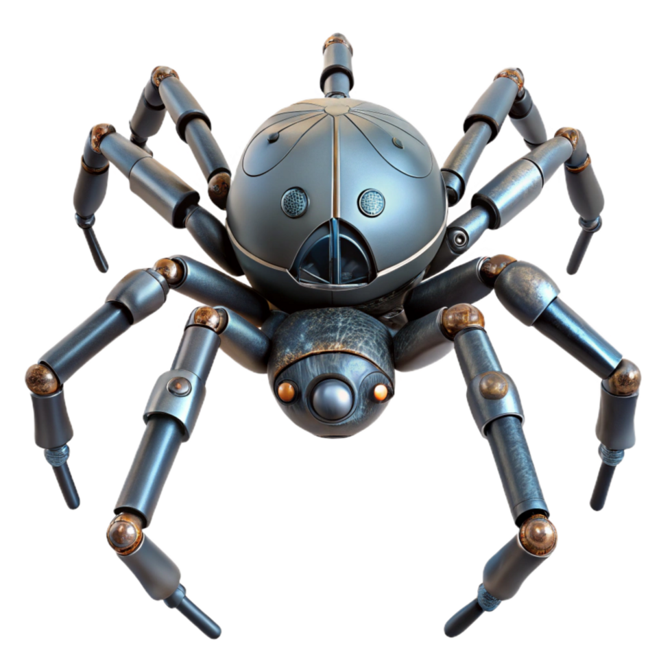 serene modern Robotic Spider Crawling Top View Isolated Element original png