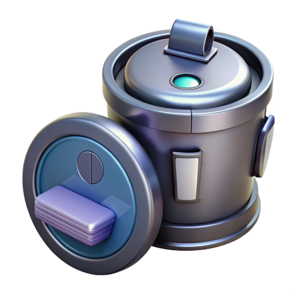 elegant minimalist Robot Vacuum Empty Dustbin Isolated authentic png