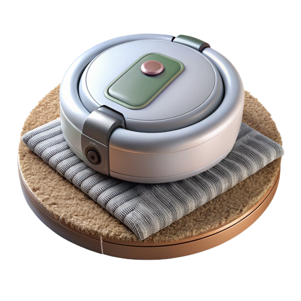 wonderful vintage Robot Vacuum Cleaning Carpet Isolated detailed png