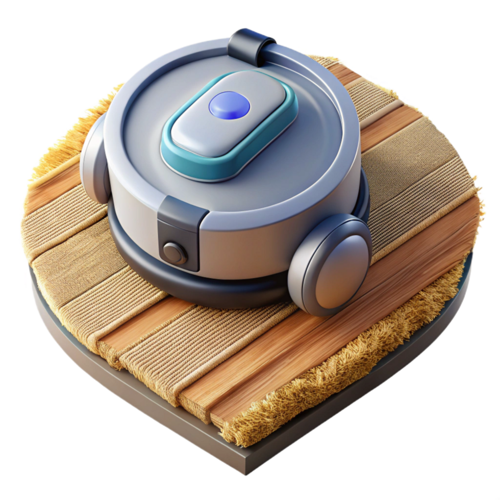 elegant vintage Robot Vacuum Cleaning Carpet Isolated detailed png