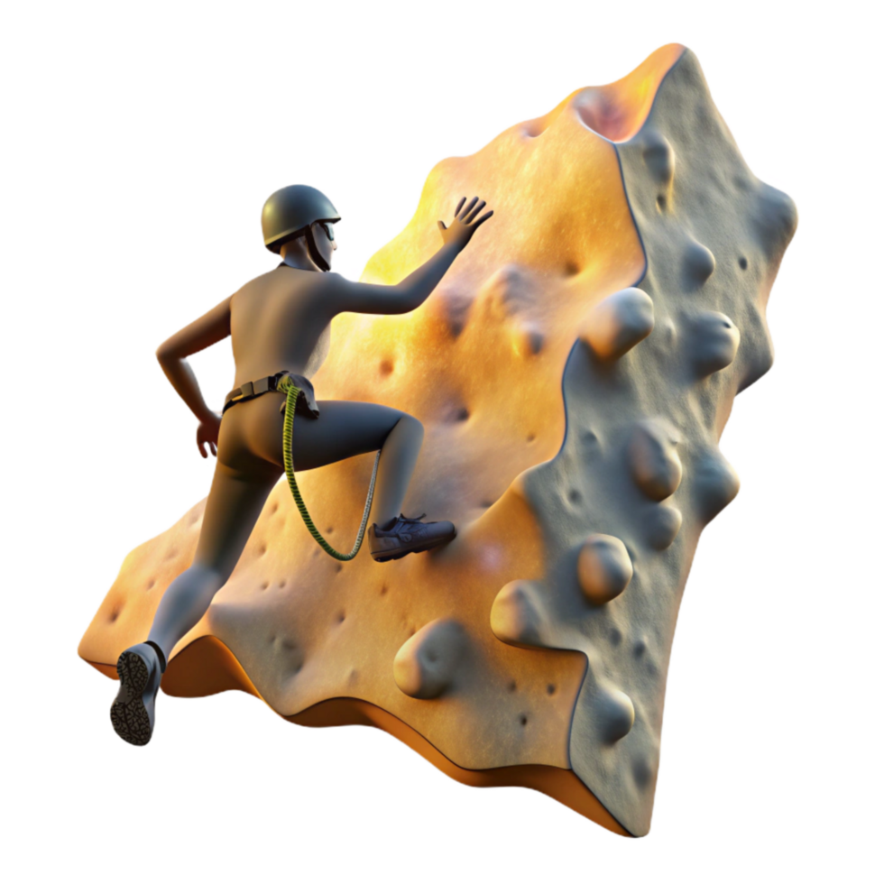serene traditional Rock Climber Silhouette Against Bright Sky Cutout detailed png