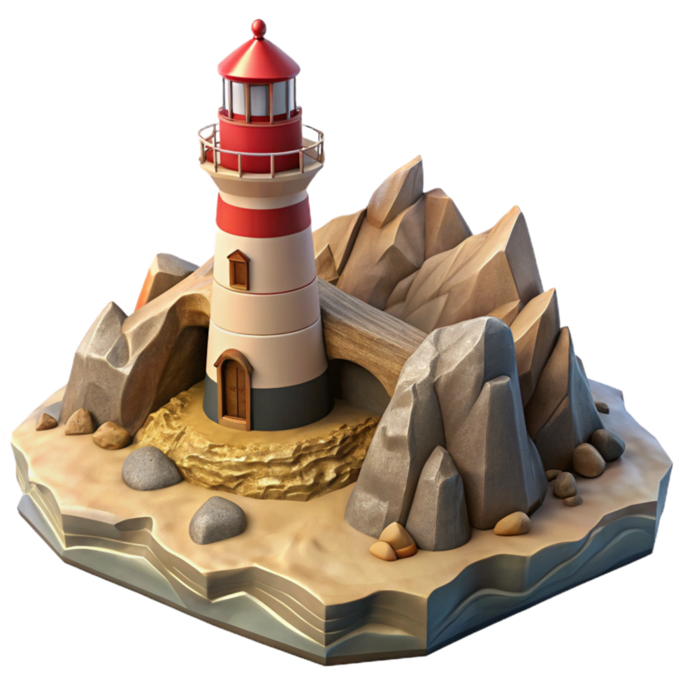 elegant contemporary Rocky Coastline with Lighthouse Cutout png