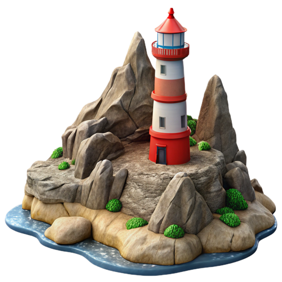 impressive rustic Rocky Coastline with Lighthouse Cutout professional png