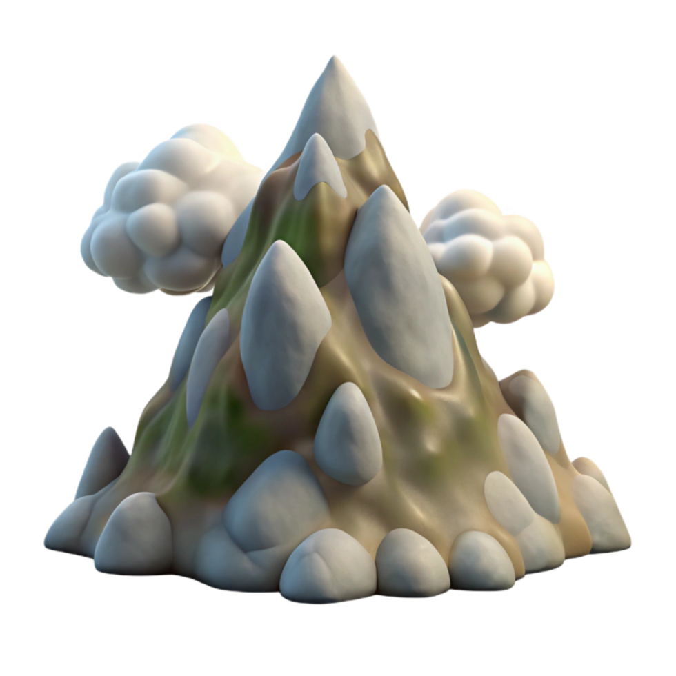 impressive minimalist Rocky Mountain Peak with Clouds Isolated premium png