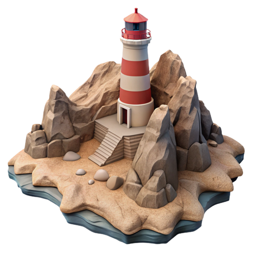 stunning artistic Rocky Coastline with Lighthouse Cutout original png
