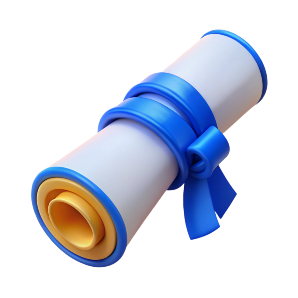 magnificent vintage Rolled Diploma Tied with Red Ribbon Isolated professional png