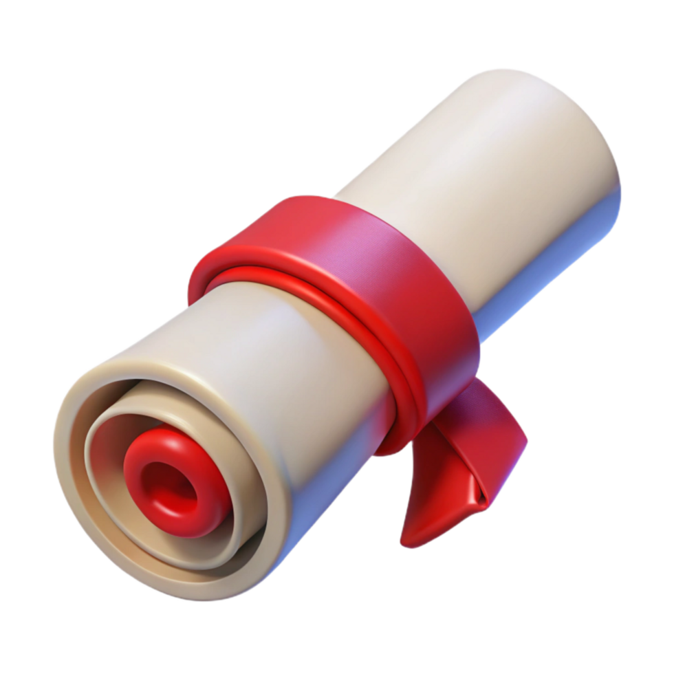 extraordinary contemporary Rolled Diploma Tied with Red Ribbon Isolated exclusive png