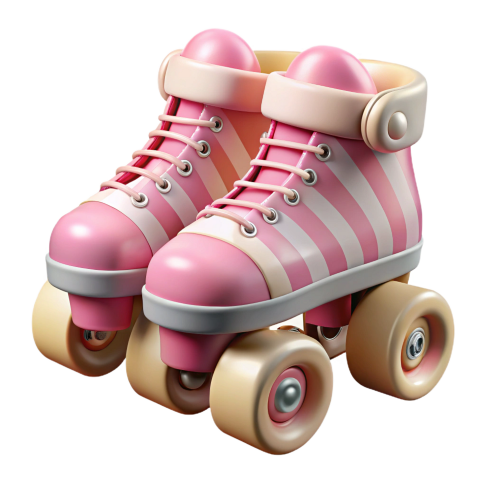 wonderful traditional Roller Skates Pink and White Transparent Background premium png